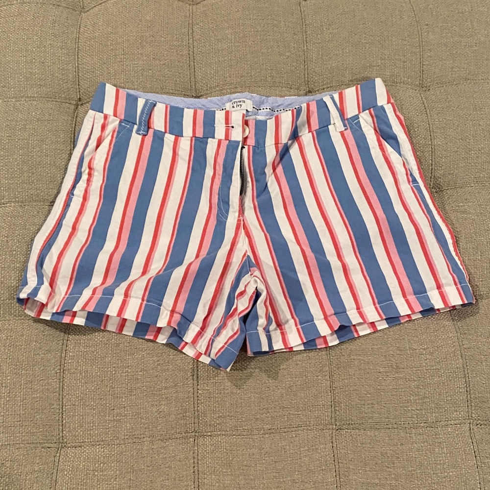 crown & ivy Blue and Red/Pink Striped Women's Shorts